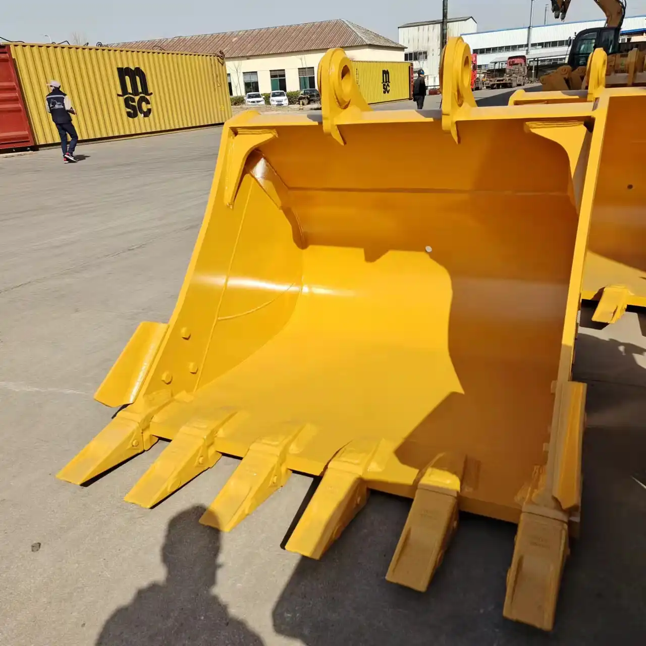 What is the bucket capacity of an excavator cab?